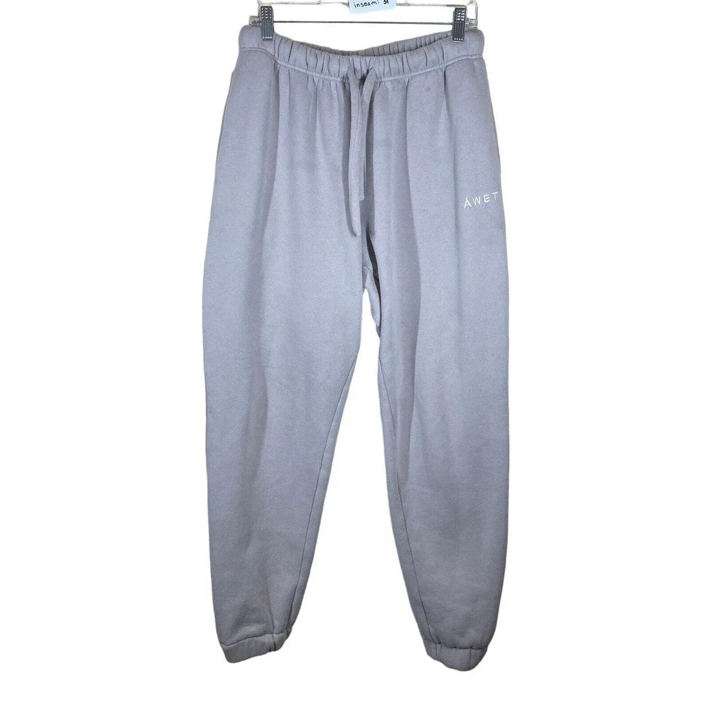 Awet Sweatpants‎ Men's Size L Gray Cotton Tapered Legs Logo Pockets Drawstring